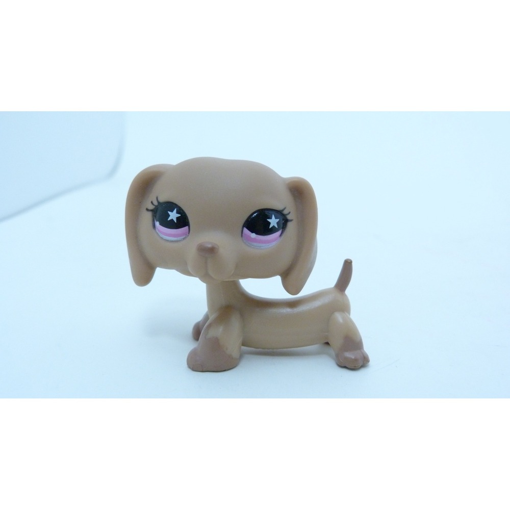 Hasbro Littlest Pet Shop Dachshund 932 Tan Brown Star Eyes Dog Figure 2006